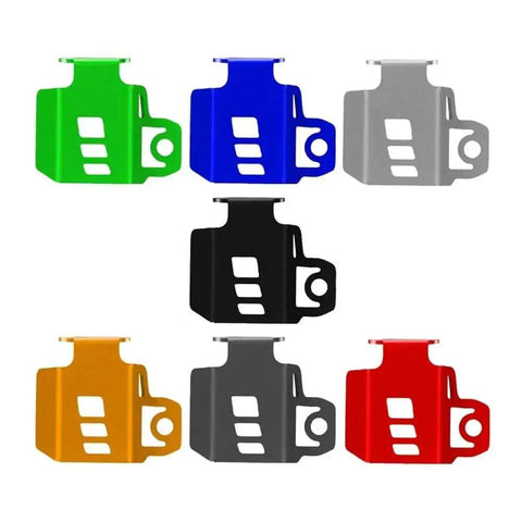 Various colored Rugged Rear Brake Fluid Reservoir Guard for Pan America 1250S Motorcycle, durable oil tank cover protector.