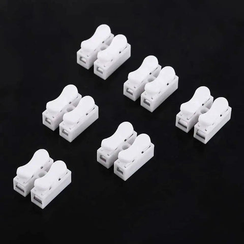 100 Pack Mini Quick Wire Connectors CH2 Quick Cable Connectors Terminal Blocks displayed on black background.