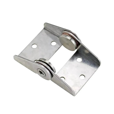 Torque damping hinge, 304 stainless steel, cabinet door mounting bracket with rollers (front view)