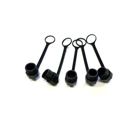 Five Piece M12 Connector Dust Covers For Female Sockets Protective Caps Black Plastic Bolt Caps And Screw Caps Kit For Panel Mount Sockets