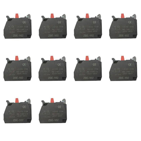 10 Pack Silver Alloy Screw Clamp Terminal Blocks Single Contact 1NC For Quick Hookup Panel Wiring Black Finish