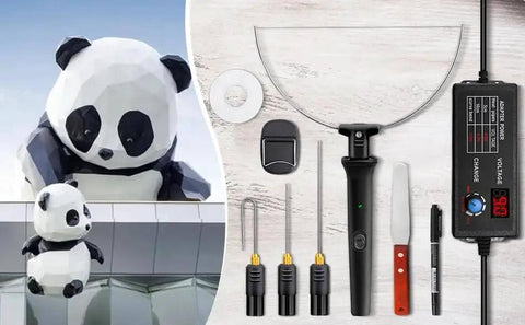 Pro Grade Dope 6 In 1 Hot Foam Cutter Kit With 110 To 240V UL Adaptor And Digital Voltage Controller Includes tools and panda sculpture