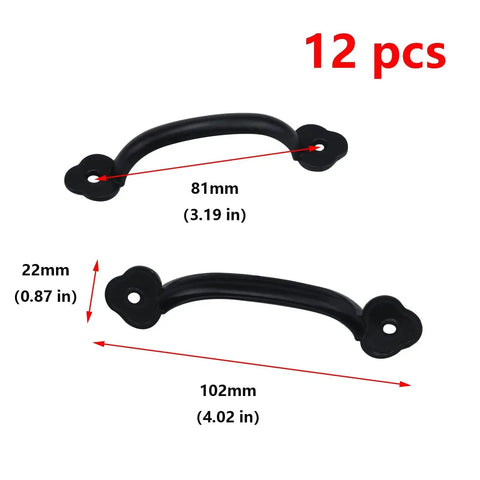 Zinc Alloy Modern Black Pull Handle For Wardrobe Cupboard And Drawer Furniture Hardware Pack Of 12, dimensions shown