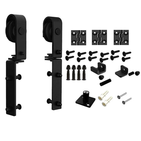 Bi Folding Barn Sliding Door Roller Kit J Shape Roller Only For Barn Doors Beefy Steel Hanger Supports Up To 330 Lbs Quiet Nylon Wheels