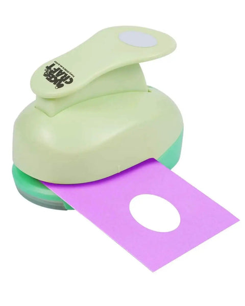 1 Inch Oval Lever Punch For Scrapbooking And Card Making, Easy Cut Paper Punch Tool with purple paper showing an oval cutout
