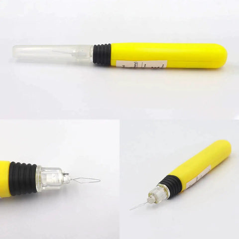 Two Pack LED Needle Threader With Light For Sewing Illuminated Manual Threader With Pinhole Visibility Close-up View