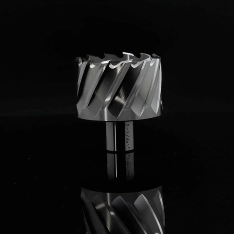 Annular Cutter for Magnetic Drill Press Oscarbide 2-1/4 Inch Diameter, 1 Inch Cutting Depth, 3/4 Inch Weldon Shank With 2 Flat Pilot Pin, Dual Teeth