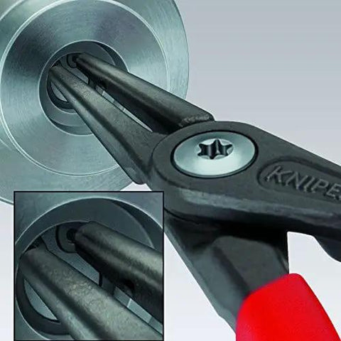Knipex 00 20 01 V02 Circlip Snap Ring Pliers Set 6 Piece Pro Grade Hand Tool Kit in use on a metal component