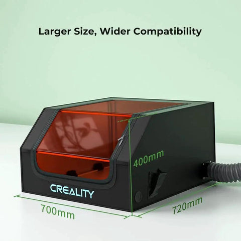 Laser Engraver Enclosure With Fireproof And Dustproof Protective Cover Built In Fan And Pipe For Most Laser Engravers 27.5x28.3x15.7In Reduces Smoke Odor Noise And Provides Eye Protection Creality with clear viewing panel and vent
