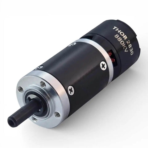Thor 2830 Planetary Gear Brushless Motor Outrunner 18V Powerhouse with 380W peak, 10 Nm torque, 6mm shaft, 28mm gearbox, 880KV, side view