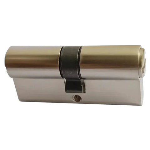Door lock cylinder with brass shell and black float cam for wooden or aluminum doors.