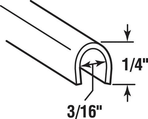 Diagram showing dimensions of One Quarter Inch Wide Sliding Glass Door Track Cover Six Feet Long Heavy Duty Stainless Steel Track Repair Shield