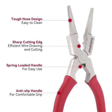 Pro 8 Inch MIG Welding Pliers With Long Nose, Rust-Resistant, Anti-Slip Grip, Induction-Hardened Cutting Edge, Spring-Loaded For Easy Use