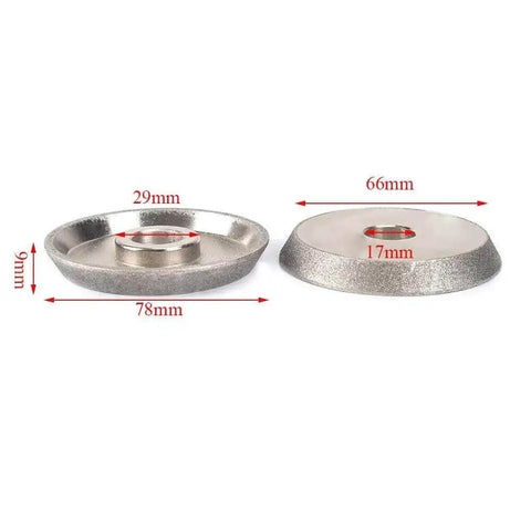 Side view of 3 Inch Diamond Grinding Wheel 78mm Grinding Circle Cutter Pro Grade For Carbide Metal with 45-degree angle and dimensions