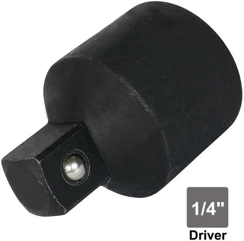Close-up of black 3/8-to-1/4 inch drive socket adapter