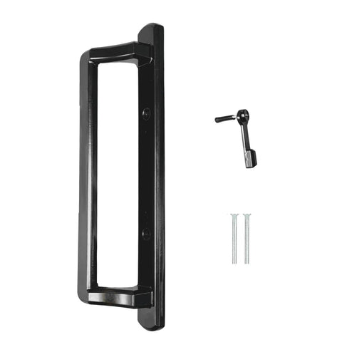 10 Inch Interior Sliding Door Handle For Glass Patio Doors Replacement With 3-7/8 Inch Hole Spacing, Beefed-Up Diecast Construction, Black Finish