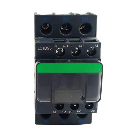 Non Reversing 3 Pole Contactor, 25A, 120VAC Coil, 1 NO and 1 NC Auxiliary, Heavy Duty Motor Starter For 3 Phase Systems front view