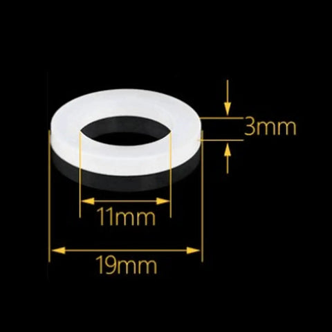 White flat gasket from 12 Piece Silicone Washer Gasket Set With Half Inch Sealing O Rings, dimensions 19mm outer and 11mm inner