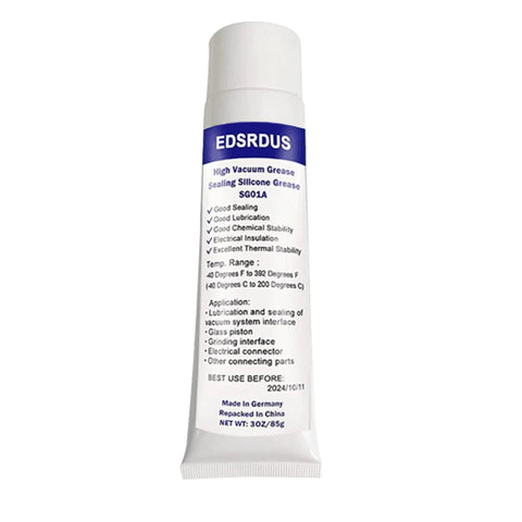 EDSRDUS SG01A high vacuum silicone sealing grease, 3 oz (85 g) tube with white body and blue label