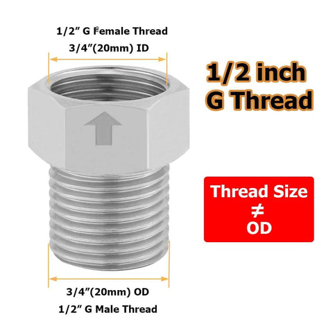Stainless steel check valve, 1/2 in G male to 1/2 in G female threads, non-return