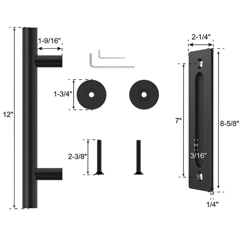 Two Sided 12 Inch Sliding Barn Door Handle Hardware With Round Grip And Flush Pull Built Tough Heavy Duty Black Stainless Steel Gate And Shed Door Pull Durable Brushed Finish