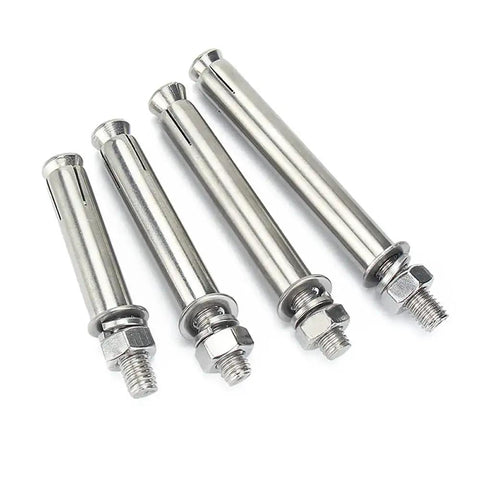 4 stainless steel bolts with hex nuts and washers for concrete sleeve anchors, 8 Piece M6x50mm External Hex Expansion Bolts 304 Stainless Steel With Nuts And Washers For Concrete Sleeve Anchors Pool Safety Cover Anchoring Rust Resistant Expansion Screws Ideal For Concrete Or Masonry Projects And Easy Installation.