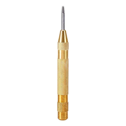 Automatic Center Punch Tool With HSS Tip Spring Loaded Brass Body No Hammer Needed For Precise Marking In Wood And Metal