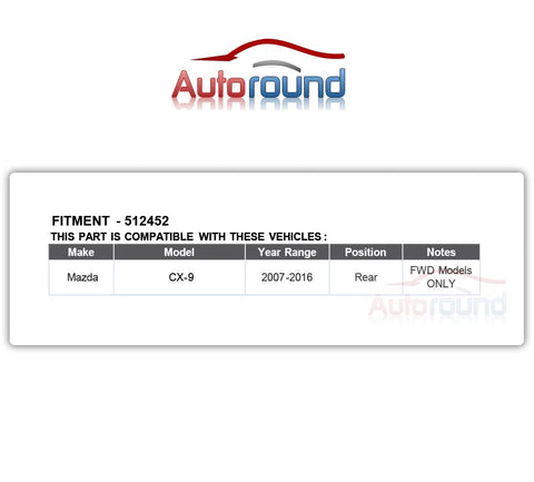 Rear Wheel Bearing And Hub Assembly For 2007 2016 Mazda CX-9 FWD With 5 Lug And ABS compatibility chart with part number 512452