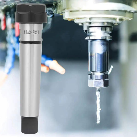 MT3 Morse Taper Collet Chuck Holder For CNC Milling Lathe Beefy Carbon Steel Construction with ER20 collet in use