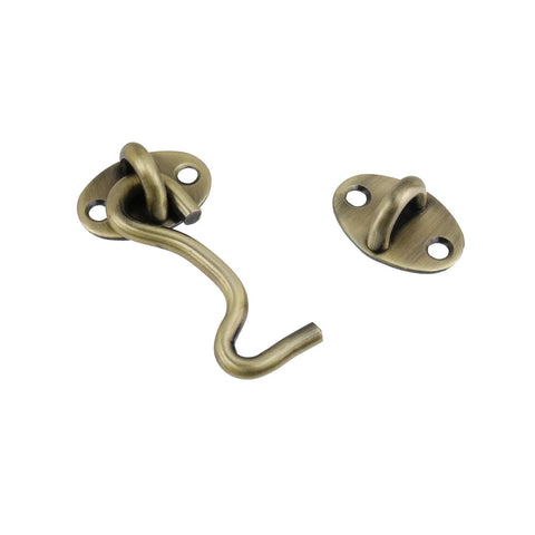 No-Fuss Privacy Hook And Eye Latch Set, 3.74 Inch Stainless Steel Gate Latch With Mounting Screws, Antique Bronze Finish