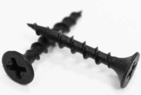 Number Six By One Inch Black High Hardness Drywall Screws With Coarse Threads, Phillips Drive, Bugle Head, 100 Pack