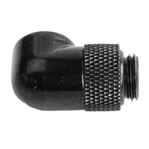 dracaena.io 90° G1/4 elbow water-cooling fitting, black with knurled grip collar