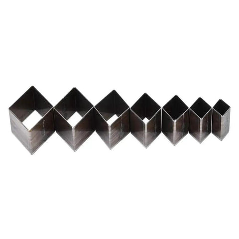Seven rhombic punching dies aligned, 7 Piece Die Punch Cutter Rhombic Punching Die Set For Leather Craft Hollow Cutter, high-speed steel