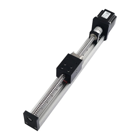 KHMOS HMS40 linear guide rail module with NEMA23 motor on aluminum rail and black motor housing