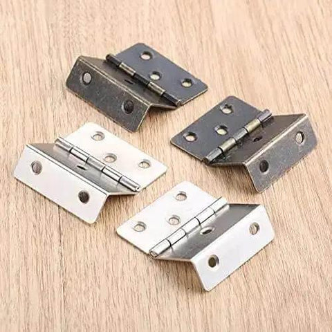 Two Pack 43 By 17mm Zinc Alloy Cabinet Door Hinges For Furniture Decor, vintage retro hardware in bronze and silver finish on wood