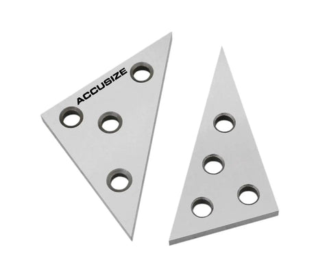 Two-Piece Solid Angle Plate Set For Machinists With 30-60-90 And 45-45-90 Degrees, Hardened Ground Steel Precision Blocks, Four 0.311 Inch Mounting Holes