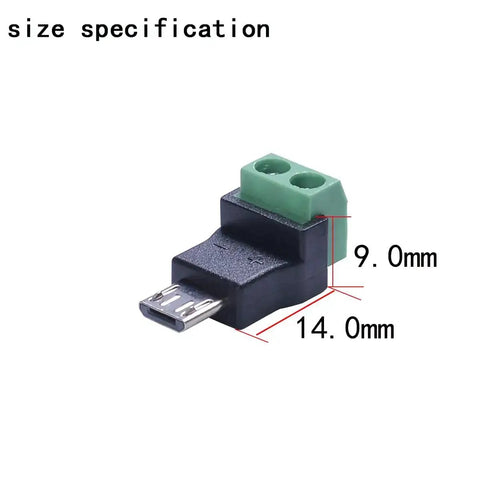 Micro USB 2Pin Solderless Charging Connector Crimp Adapter 5V 3A No Data Transfer for DIY Repair No Soldering Required size