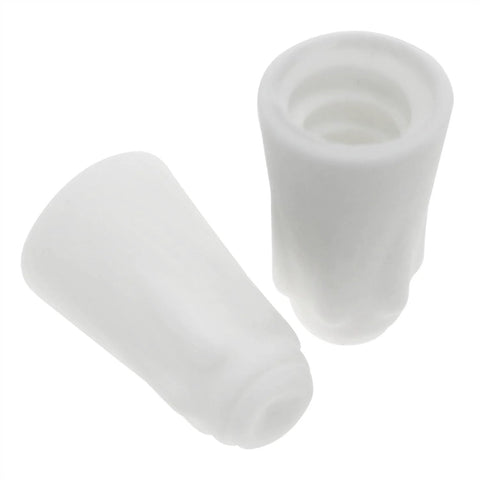 Two white ceramic wire nut connectors, porcelain twist caps for 18-8 AWG high-temperature wiring