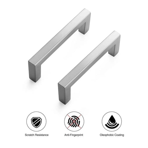 30 Pack Solid 3 Inch Center To Center Slim Square Bar Drawer Handles In Brushed Nickel with scratch resistance and anti-fingerprint coating