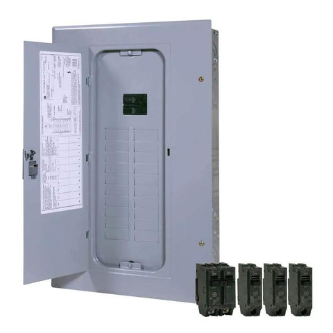 100A Main Breaker Load Center 20-Space 20-Circuit Indoor Electrical Enclosure with breakers kit and copper bus bar.