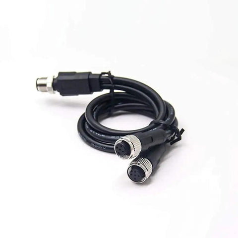M12 Connector Cable with M12 Male to Dual Female Ends A-Coded 5-Pin Straight Cable 0.5 Meter for Sensor Automation