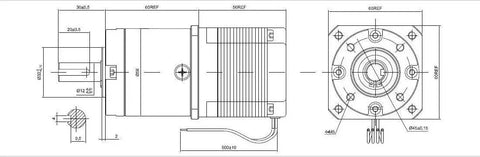 Technical diagram of High Precision Fifteen To One Planetary Gearbox With Nema Twenty Three Stepper Motor Two Point Eight Amperes