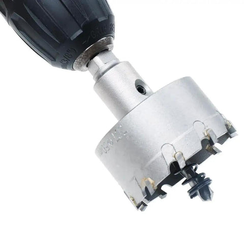2-Inch Hole Saw Kit With Carbide Tip TCT For Thick Metal And Wood, Universal Arbor Fits Most Drills And Drill Presses, close-up view.
