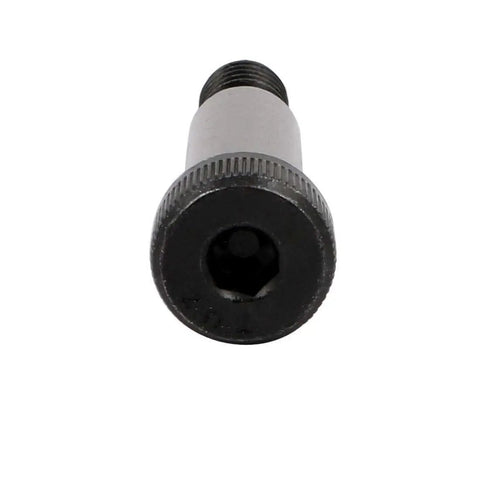 Front view of Five Pack Heavy Duty Alloy Steel Shoulder Bolts, Three Eighths Inch Shoulder Diameter, Hex Socket Drive, Silver Finish.