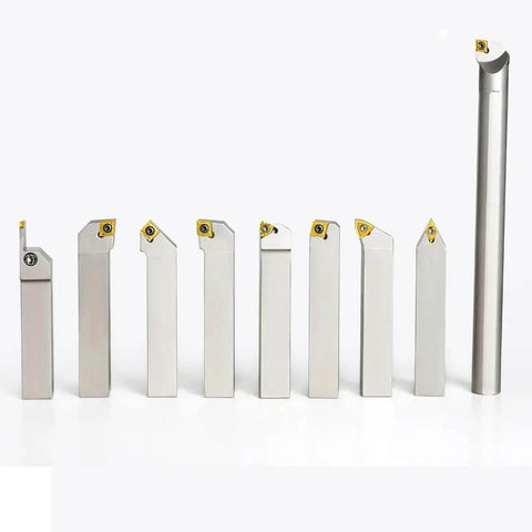 Beefed Up 1 Inch Shank Heavy Duty Indexable Carbide Lathe Tool Holder Set With Boring Bar 9 Pieces CNC Nickel Plated Insert Holders