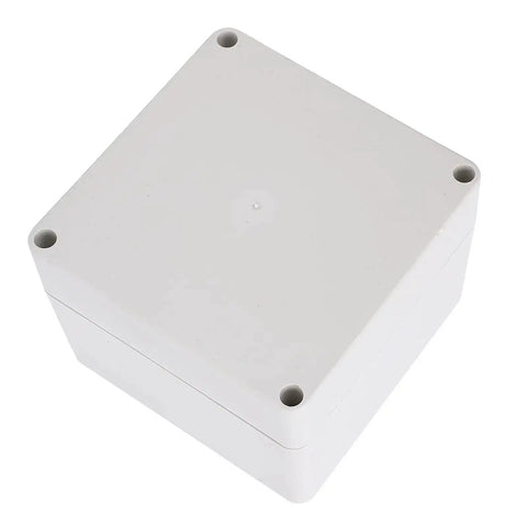Top view of All Weather IP65 ABS Project Box 120x120x90mm Rugged Weatherproof Enclosure with sealed gasket for electronics.