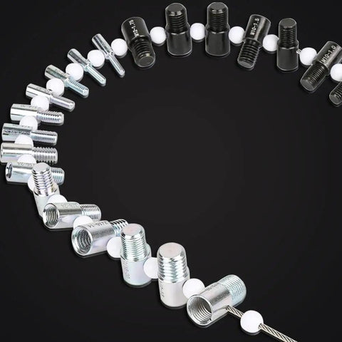Nut And Bolt Thread Checker Inch And Metric With 26 Male Female Gauges 14 Inch And 12 Metric Size Identifiers Quick Verify Nuts And Bolts For Fast Repairs showing various threaded gauges mounted on a cable.