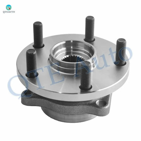 Image of a front view of Beefy Two-Pack Front Wheel Hub Bearing Assemblies Replacement For Subaru, showing a metal hub with five bolt studs.