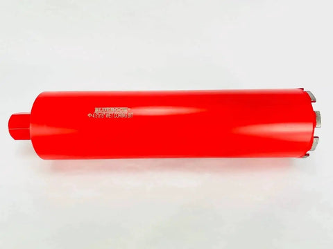 Side view of 4.5 Inch Diamond Wet Core Drill Bit With One And Quarter Inch Threaded Connection For Concrete Rebar Asphalt Brick Rock