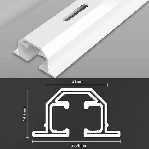 Hidden Ceiling Curtain Track System for Recessed Installations With Aluminum Alloy Rail And Smooth Pulley No Light Leakage Heavy Curtain Support Ideal For Living Room Bedroom Shower And Room Divider 1 Meter Length, showing a cross-section diagram of the aluminum rail